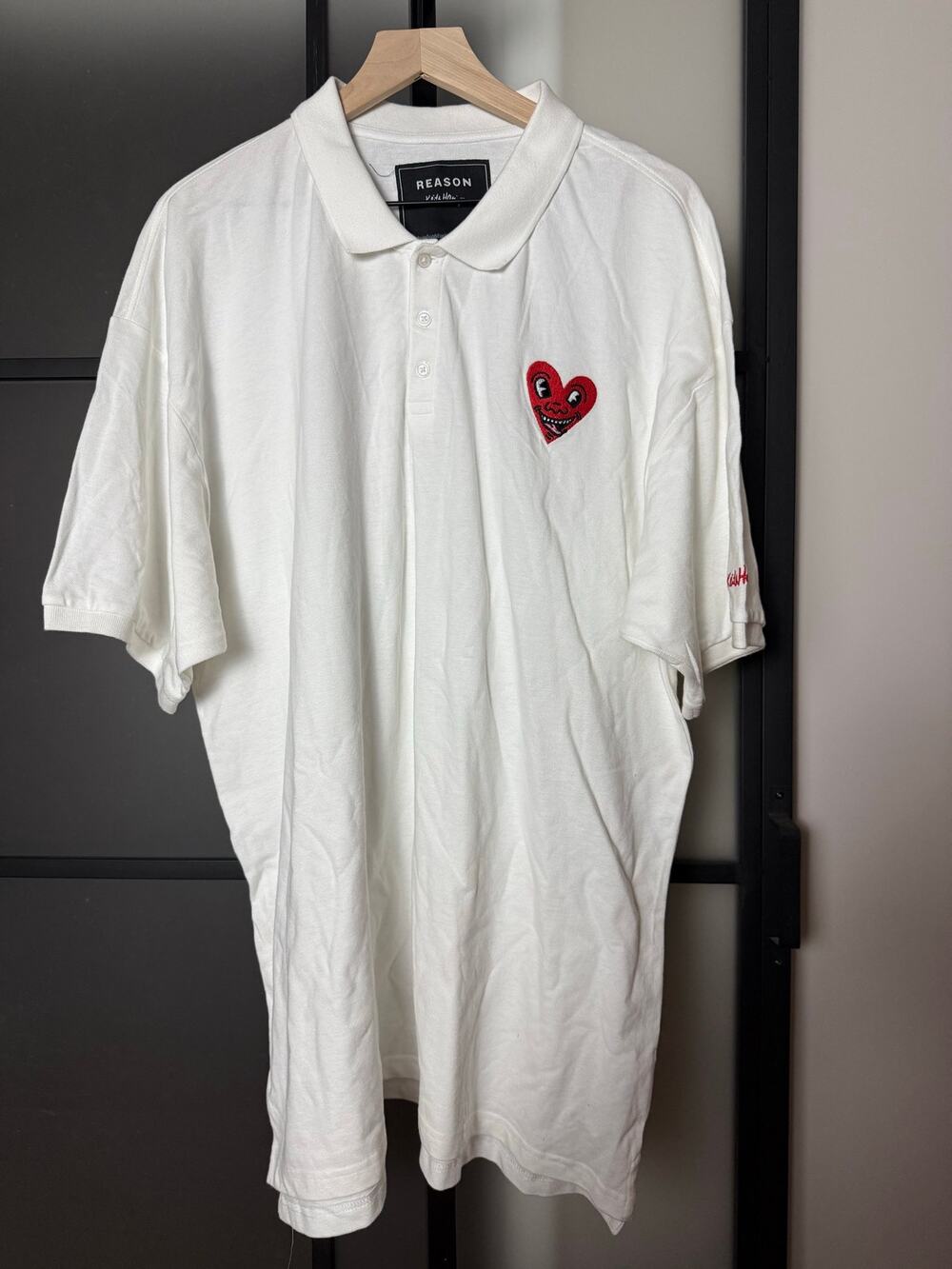 REASON Keith Haring Heart Polo Size XXL